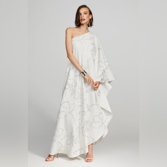 HALSTON 
NEVEAN CAFTAIN IN FOIL CREPE - Picture 7 of 16